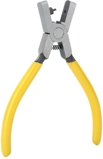Lederlocherzange für Uhrenarmbänder aus Stahl in Grau und Gelb - Bild 1