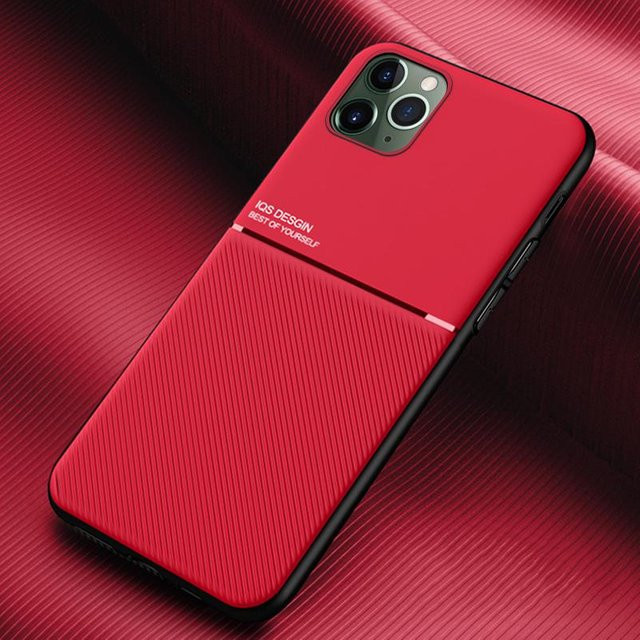 Hybride Leder-Metall-Schutzhülle für Apple iPhone in Rot mit matter Textur - Bild 1