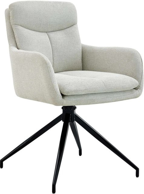 DELUKE Esszimmerstuhl DUTOR in Creme mit Stoffbezug und Armlehnen, B/T/H: 57 x 62 x 83 cm - Bild 1