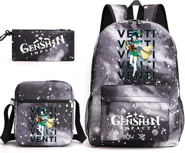 3-teiliges Schulrucksack-Set für Schüler aus Oxford-Stoff mit Schultasche, Schultergurt und Federmäppchen in Multicolour - Bild 1