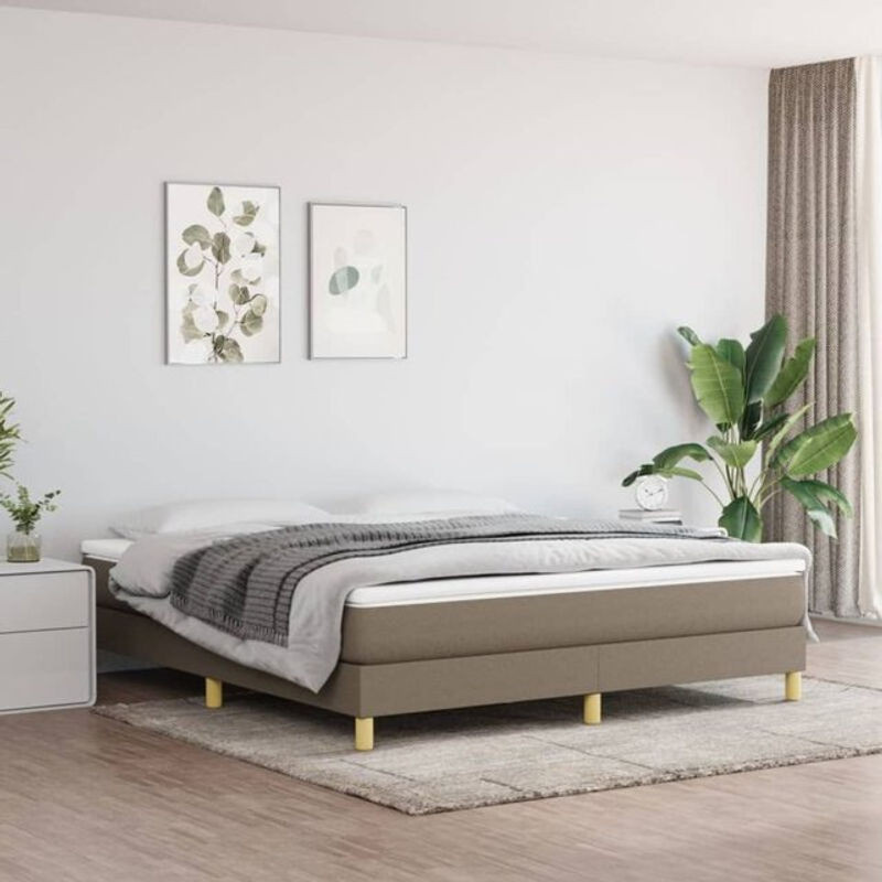vidaxl Boxspringbett mit Matratze in Taupe meliert, Stoff und Holzwerkstoff, B/T/H: 160 x 200 cm - Bild 1