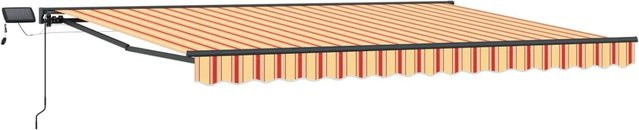 vidaXL Manueller Markisenrahmen mit LED-Beleuchtung in Gelb und Orange, B: 4,5 m, T: 3,5 m - Bild 1