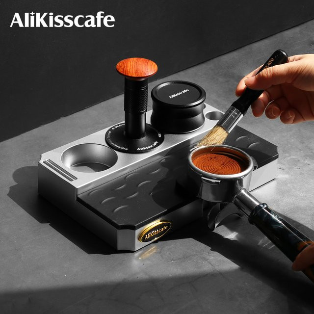 AliKisscafe Kaffee-Tampingstation in Silber für Siebträgerhalter 51 mm, 54 mm und 58 mm, Espresso-Zubehör für Delonghi und Breville - Bild 1