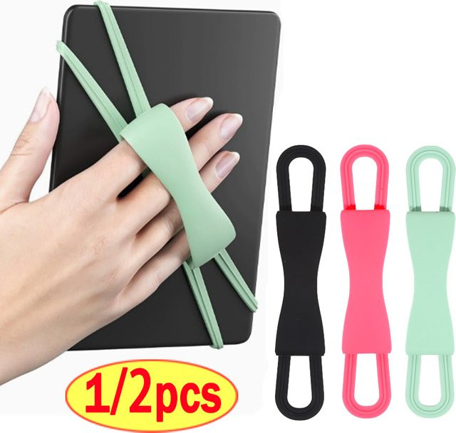 Weiche Silikon-Handschlaufe als bequemer Fingergriffhalter für Kindle und Kobo E-Reader in Pink oder Grün - Bild 1