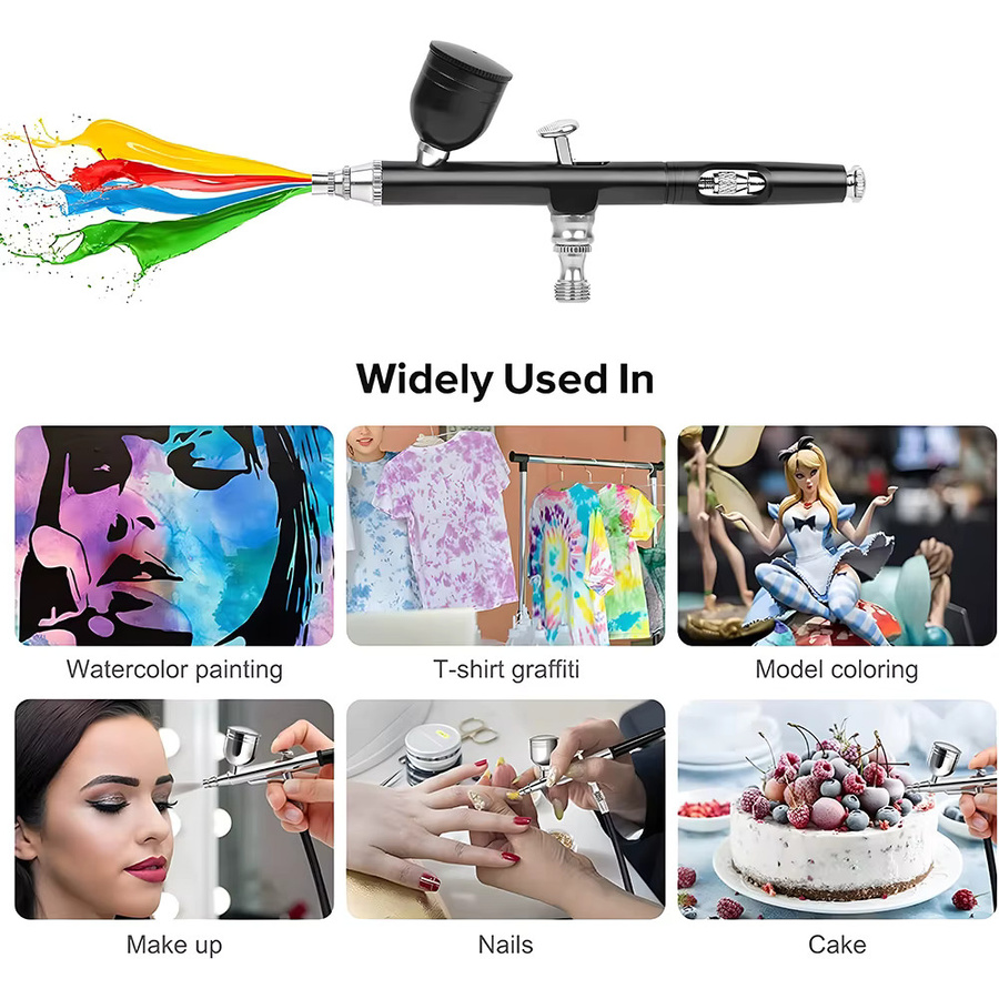 Podofo Dual-Action Airbrush-Set Pneumatische Spritzpistole in Schwarz für Nagelkunst, Tattoo-Malerei und Autolackierung - Bild 2
