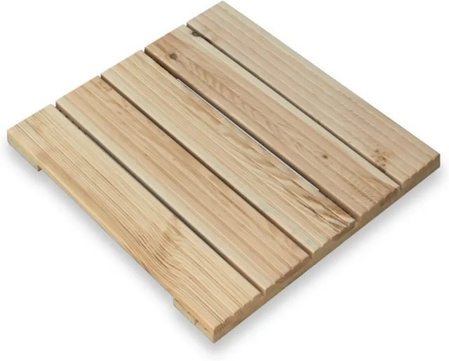 DELUKE Holzfliese aus Kiefernholz in Braun, geriffelt, B/B: 47,5 x 47,5 cm, Terrassendiele inklusive Unterkonstruktion - Bild 1