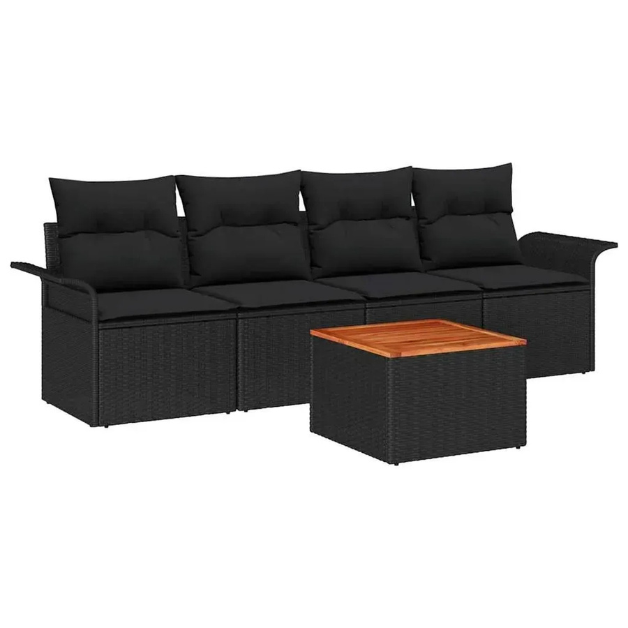 vidaXL Garten-Sofa-Set 5-teilig aus Polyrattan in Schwarz mit Tisch und Stauraumfunktion - Bild 2