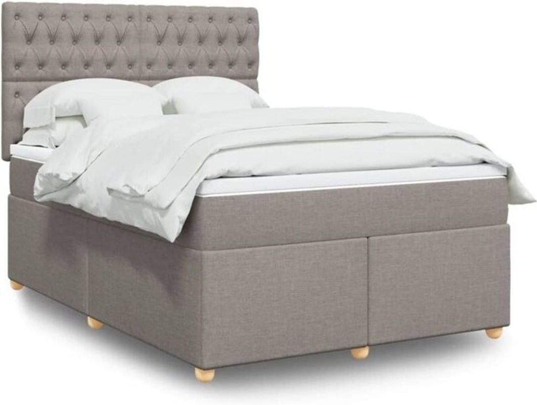 Vidaxl Boxspringbett mit Matratze in Taupe meliert, Polsterbett aus Stoff, B/T/H: 140 x 190 cm - Bild 1