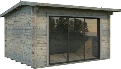 Palmako Gartenhaus Ines Slide Plus aus Fichtenholz in Grau, B/T/H: 390 x 300 x 250 cm - Bild 3