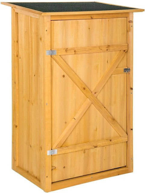 TECTAKE Gartenschrank aus imprägniertem Nadelholz mit Flachdach und Einlegeböden, Braun, B: 75 cm, T: 56 cm, H: 118 cm - Bild 1