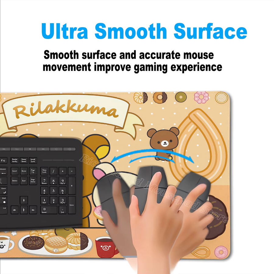 Potdemiel Gamer Mousepad Rilakkuma Kawaii Schreibtisch Unterlage in Pink - Bild 3