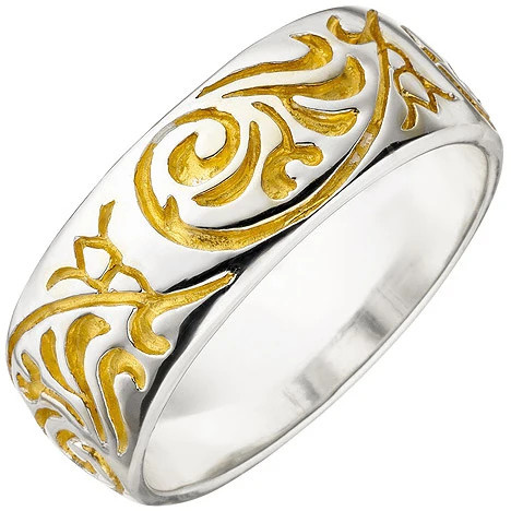 Colfem Ring 925 Silber, bicolor vergoldet, Damen, Ringgröße 52 - Bild 1