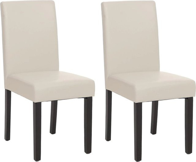 CHEFGASTRO Esszimmerstuhl 2er-Set aus Kunstleder in Weiß mit Buchenholzbeinen, B/T/H: 90 x 43 x 56 cm, Sitzhöhe: 45 cm - Bild 1