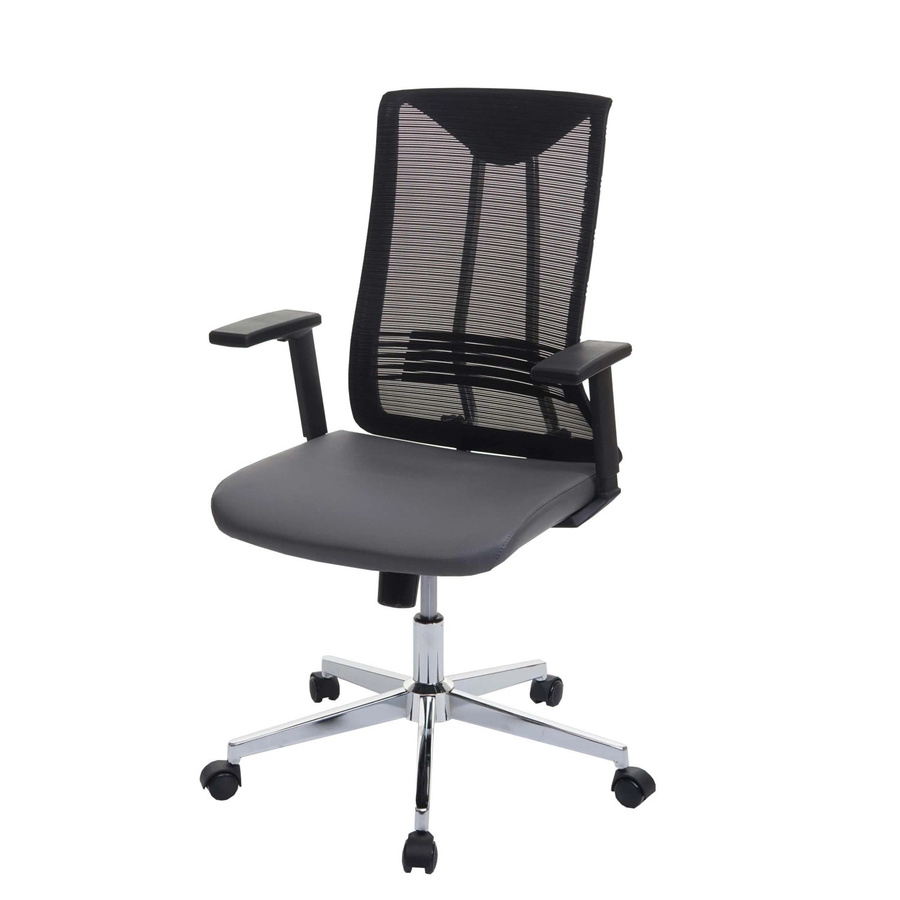 Ergonomischer Proregal Bürostuhl aus Kunstleder in Grau mit Armlehnen und Rollen, H x B x T: 110 x 65 x 66 cm - Bild 2