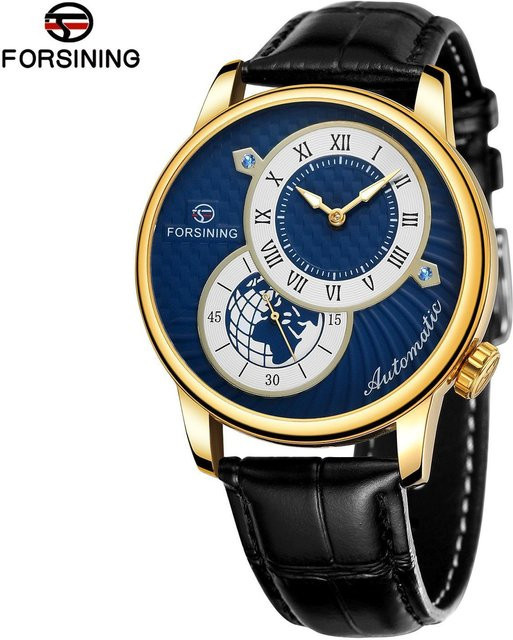 FORSINING Armbanduhr Automatik, Edelstahl, Gold/Blau, Herren - Bild 1