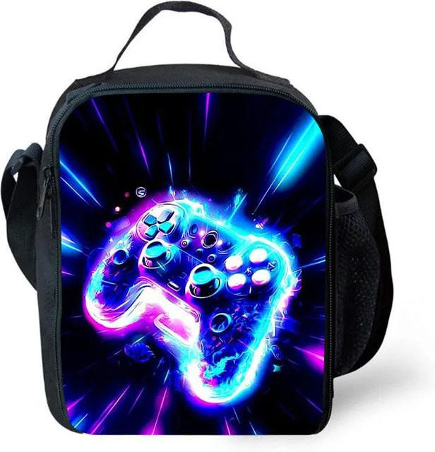 Isolierte Kinder-Lunchbox mit Cartoon-Spielkonsolen-Design von Fancy Style Studio, Mehrfarbig, Wiederverwendbare Picknicktasche für Jungen - Bild 1