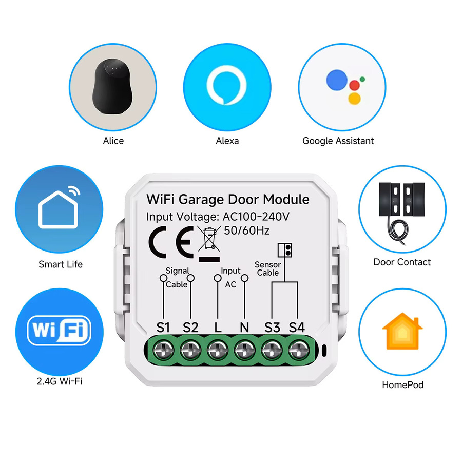 Tuya Smart Garagentoröffner WiFi/Zigbee Anwendungsmodul in Weiß für Smart Life, Alexa und Google Home Assistant - Bild 1