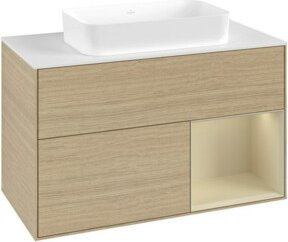 V&B Waschtischunterschrank Finion in Eichenoptik, Breite: 100 cm, Tiefe: 60,3 cm - Bild 1