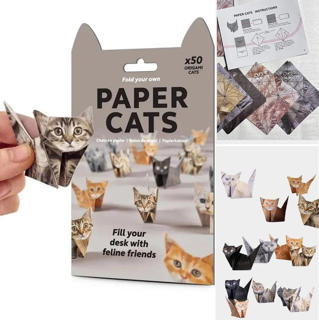 DIY Origami-Set für Katzen und Hunde mit vorbereiteten Linien, 50 oder 100 Blatt buntes Bastelpapier für 3D-Kunsthandwerk und Schreibtischdekoration - Bild 1