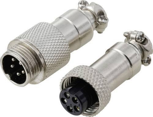 TRU COMPONENTS GX12 Rundsteckverbinder Set mit 5 Polen in Silber - Bild 1