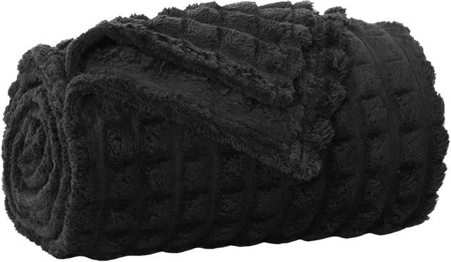 vidaXL Überwurfdecke aus Fleece in Schwarz, B/T: 200 x 150 cm - Bild 1