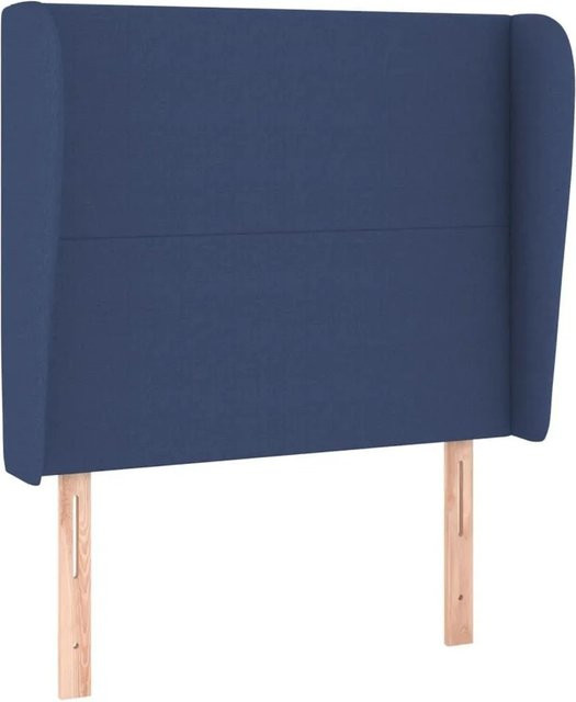 vidaXL Kopfteil mit Ohren in Blau aus Stoff, B/T/H: 93 x 23 x 118/128 cm - Bild 1