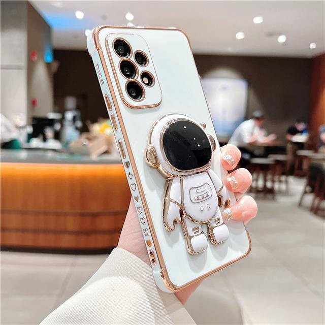 Luxus Astronaut Handyhülle mit Ständer für Samsung Galaxy S24 S25 Ultra S22 S21 Plus S20 FE A55 A53 A52 A13 A12 5G in Weiß - Bild 1