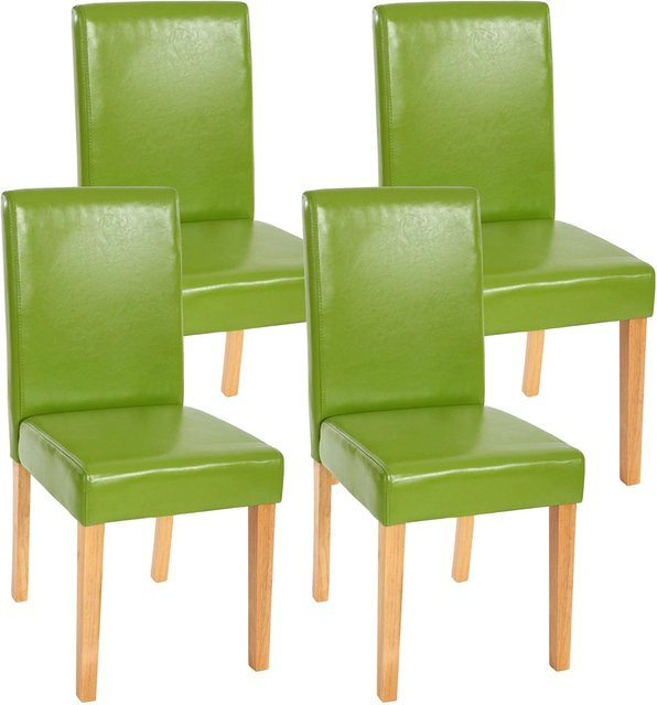 CHEFGASTRO Esszimmerstuhl 4er-Set in Grün aus Kunstleder mit hellen Holzbeinen, B/T/H: 43 x 56 x 90 cm, Sitzhöhe: 45 cm - Bild 1