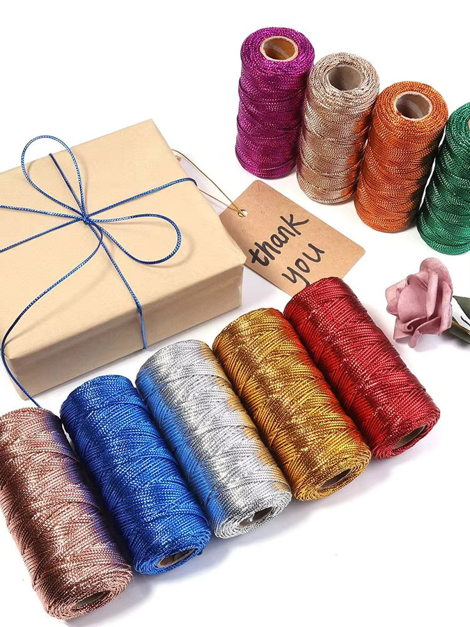 Dekorative Bastelschnur für DIY-Schmuck und Geschenkverpackungen, 1,5 mm Dicke, 100 m Länge, in Gold und Silber - Bild 5