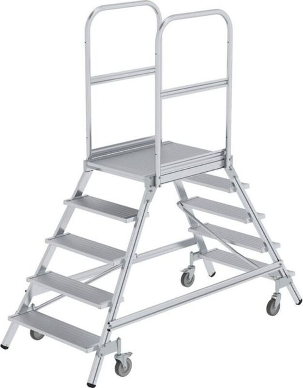 MUNK Aluminium Podestleiter Silber mit 5 Stufen und 3,2 m Arbeitshöhe - Bild 2
