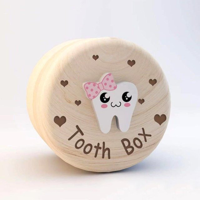 Topmix Babyzahnbox aus Holz in Beige zur Aufbewahrung von Milchzähnen - Bild 1