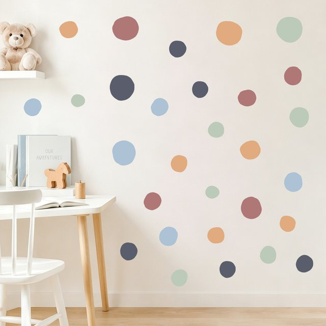 Kingsmile Nordische Polka-Dot Wandaufkleber Boho Runde Kreise Wandtattoos in Multicolour für Kinderzimmer und Schlafzimmer - Bild 1