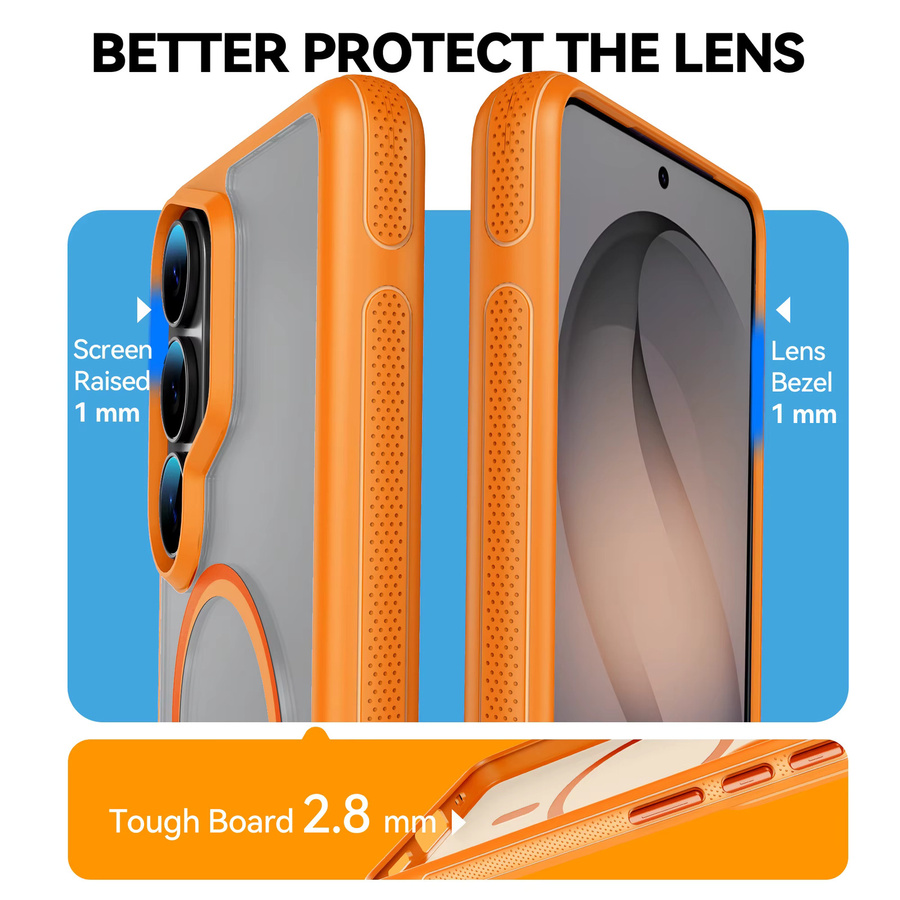 MagSafe Magnetische Handyhülle für Samsung Galaxy S26 Ultra Plus, Transluzente TPU und PC Schutzhülle, Transparent/Rot/Orange - Bild 4