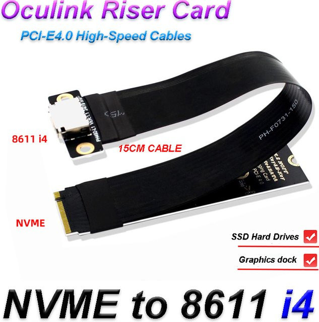 T.F.SKYWINDINTL M.2 NVMe zu Oculink Verlängerungskabel PCIe 4.0 x4, SFF-8612 auf SFF-8611, Schwarz - Bild 1
