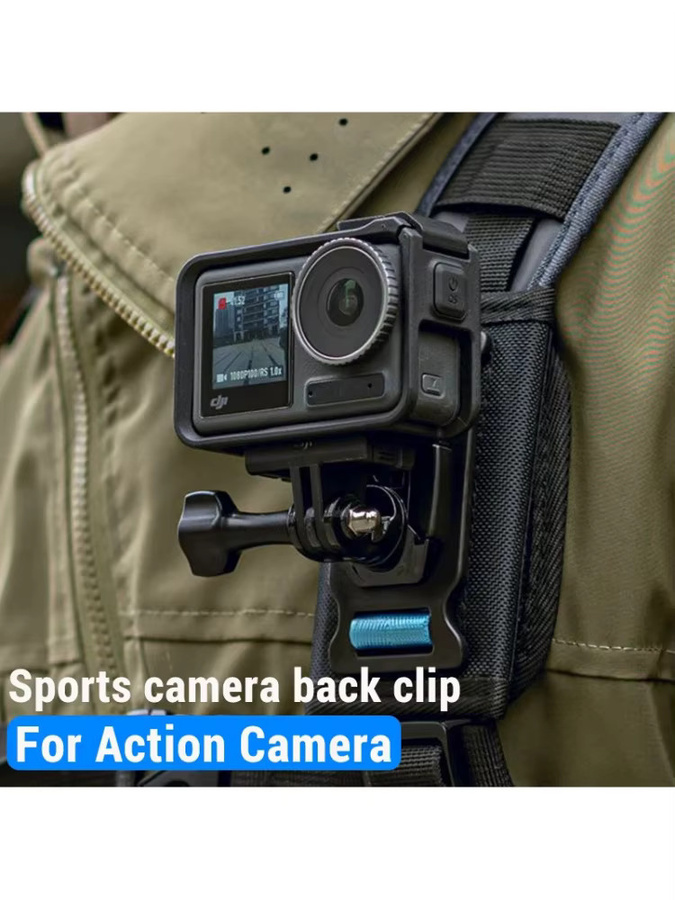 Schultergurthalterung für GoPro Hero 12/11/10/9 und DJI OSMO Action 4 mit 360-Grad-Drehung in Schwarz - Bild 6