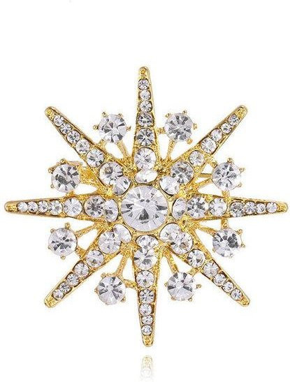 YIRAN Jewelry Brosche, Stern, Schneeflocke, Gold, Damen, Unisex - Bild 1
