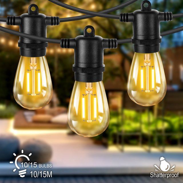 Grensk S14 LED Lichterkette für draußen, E27, Warmweiß, Transparent, Wasserdicht und Bruchsicher - Bild 1