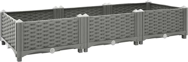 vidaXL Hochbeet in Rattan-Optik aus Polypropylen, Hellgrau, B/T/H: 120 x 40 x 23 cm - Bild 1
