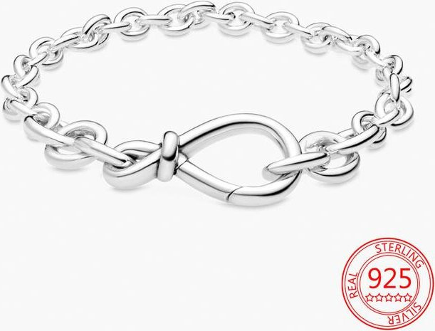 Armband 925 Silber, Blume Knoten Charme, Damen, 18cm - Bild 1