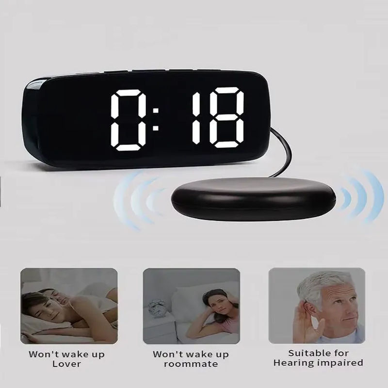 AASuper Multifunktionaler Bettvibrator mit lautem Vibrationsalarm und Schlummerfunktion, Dual-USB, Schwarz - Bild 2