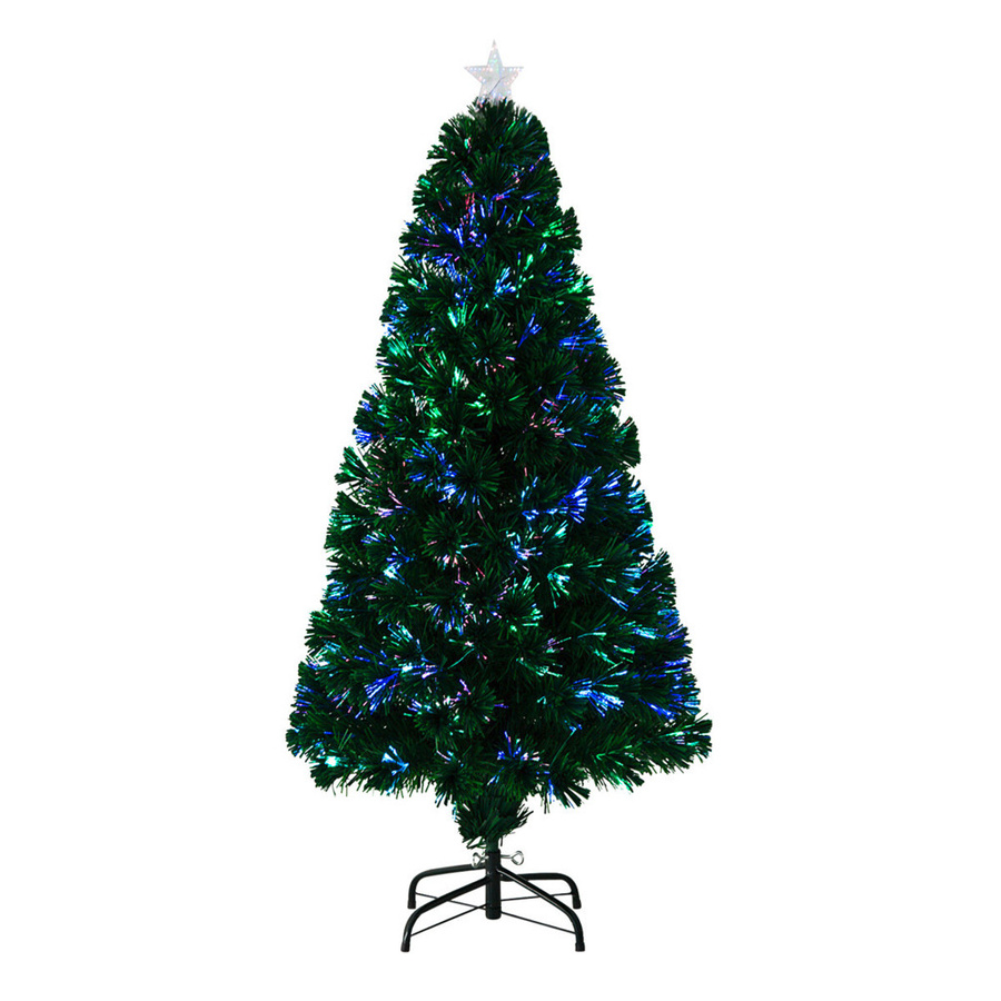 HOMCOM Künstlicher Weihnachtsbaum mit LED Lichtfaser und Metallständer, Grün, Höhe: 150 cm, Durchmesser: 60 cm - Bild 3