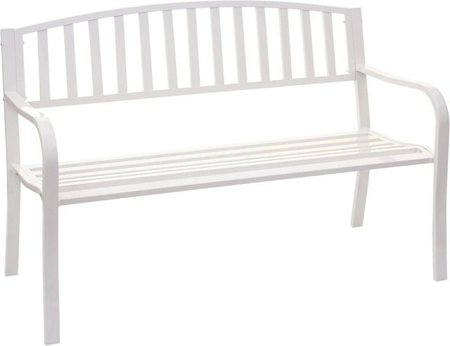 PROREGAL Gartenbank 2-Sitzer aus pulverbeschichtetem Stahl in Weiß mit Lochmuster, H x B x T: 87 x 128 x 58 cm - Bild 1