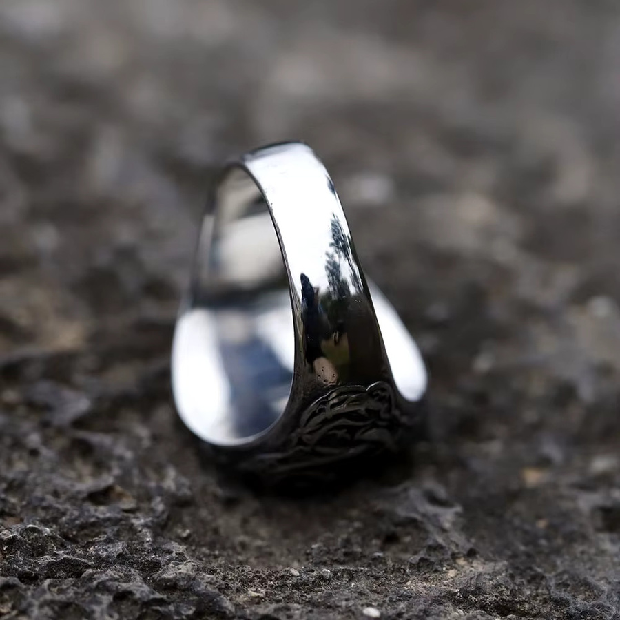 Ring 316L Edelstahl, Vintage Viking Valknut, Herren, Silber - Bild 2