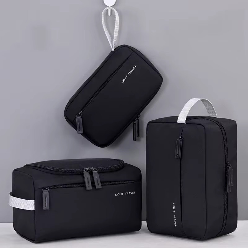 Enyawell 3-in-1 Reise-Kulturbeutel für Herren, wasserabweisender Oxford Kosmetiktaschen-Organizer, Schwarz - Bild 1