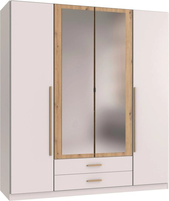 Mömax Drehtürenschrank Marburg Eiche Artisan und Weiß mit integrierten Schubladen, B/T/H: 199 x 58 x 180 cm - Bild 1