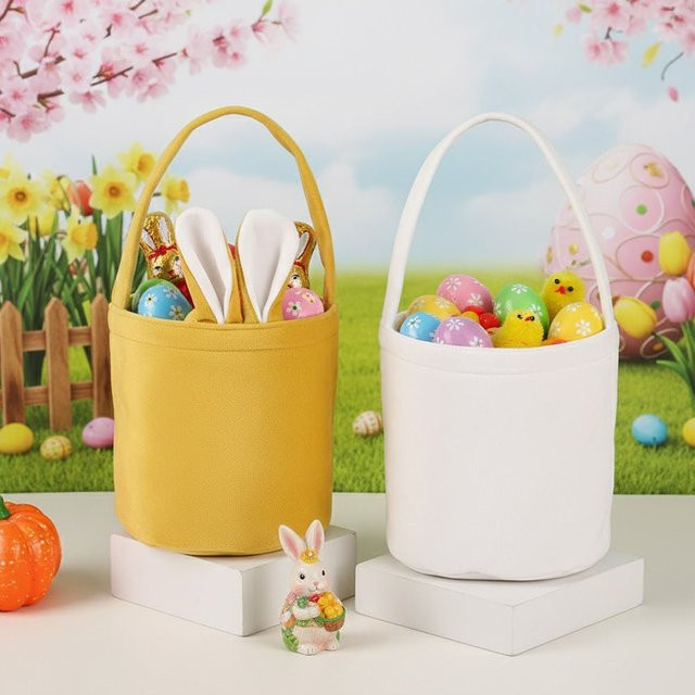 Grüner Osterhasen-Süßigkeitsbeutel aus Textil als Eieretui und Geschenkbox für Kinder - Bild 1