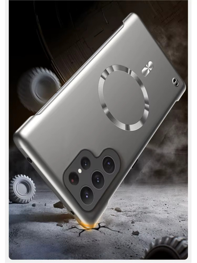 Rahmenlose Schutzhülle für Samsung Galaxy S26 S25 S24 S23 S22 S21 FE Plus Ultra A55 A56 mit magnetischer kabelloser Ladefunktion in Silber und Gold - Bild 2