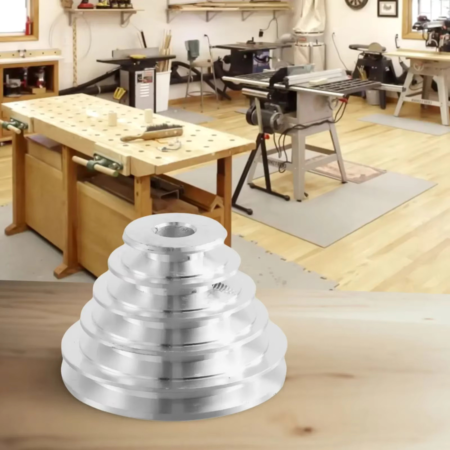 LEENKEA Pagode-Riemenscheibe aus Aluminium für V-Zahnriemen, Typ 5 Schritt, Farbe: Silber, 14/22mm - Bild 3