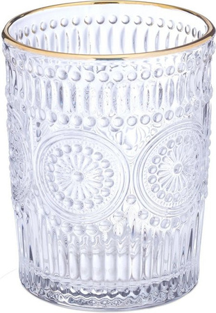 Relaxdays Wassergläser aus Glas in Transparent und Gold, 4er Set, 300 ml