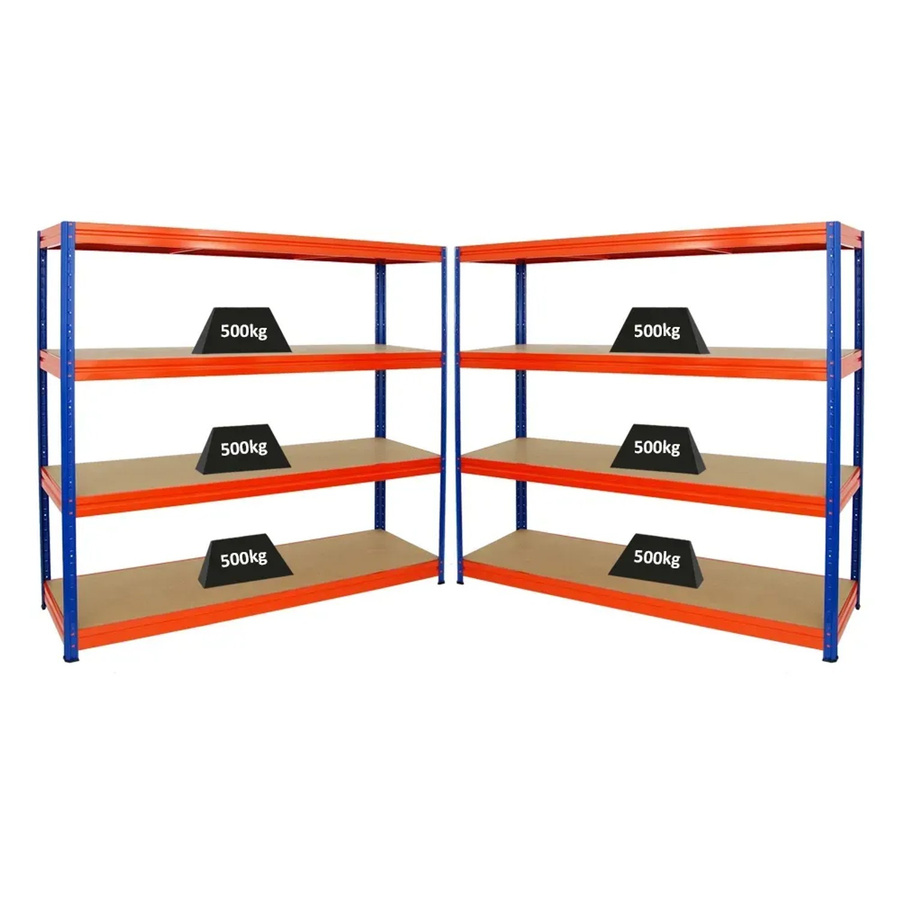 PROREGAL 5er-Sparset Profi-Schwerlastregal DINO, Farbe Blau/Orange, H x B x T: 180 x 200 x 60 cm, Fachlast 500kg - Bild 2